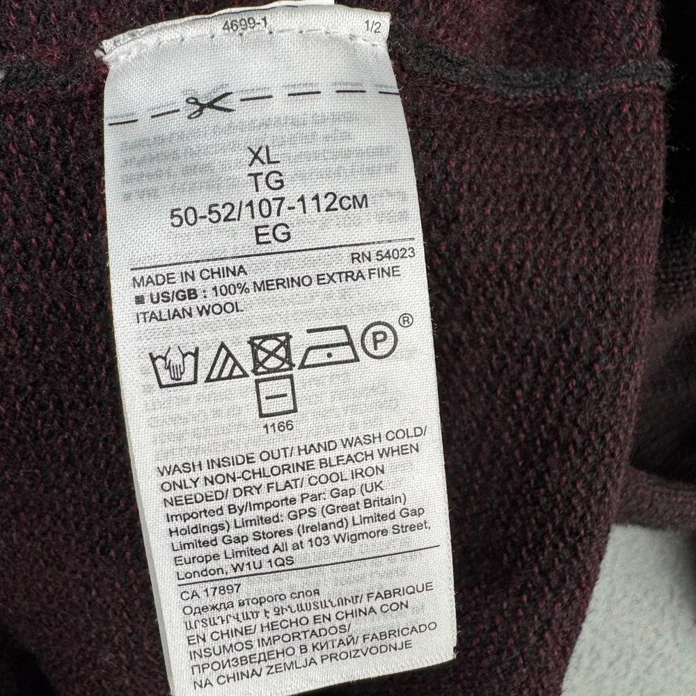 Banana Republic Merino Birdseye Sweater XL Italian Wool Burgundy Old Money